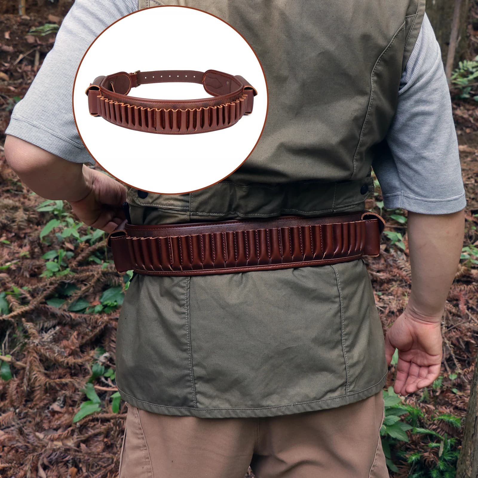 Tourbon Shooting 34''-44'' Pelle Calibro 410 Pistola Bandoliera Cartucce Cintura Porta munizioni con tasche Accessori da caccia