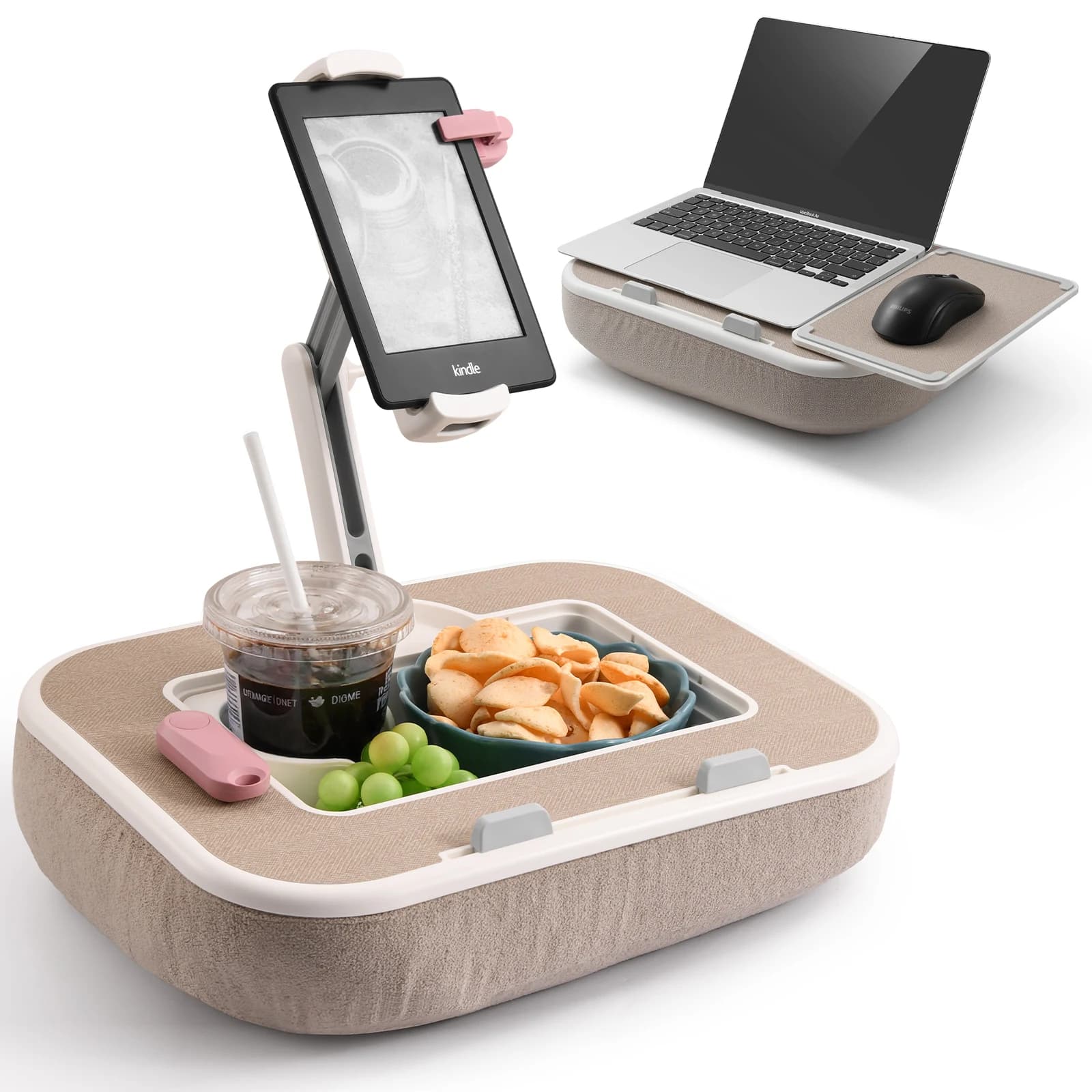 Supporto per tablet Oatsbasf con spazio di archiviazione 360 ° Supporto Girevole per Telefono/Tablet da 4.7-13\", Kindle, Laptop da 15\", Scrivania da Divano