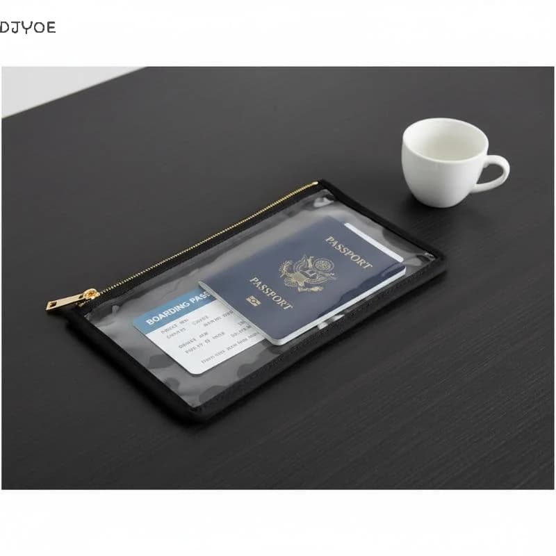1 pz Borsa cosmetica in PVC trasparente impermeabile, porta passaporto, borsa portadocumenti da viaggio portatile