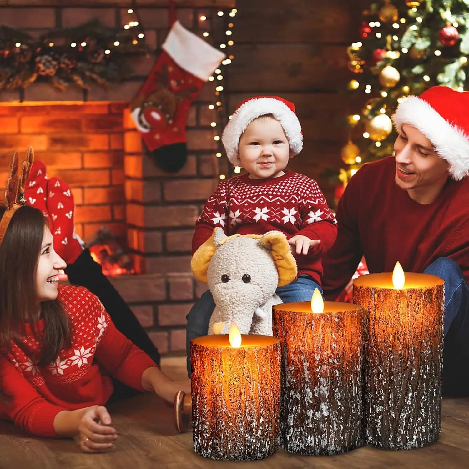 LED flameless candles with remote control operation 3 birch simulation candles powered by batteries for birthday Christmas party