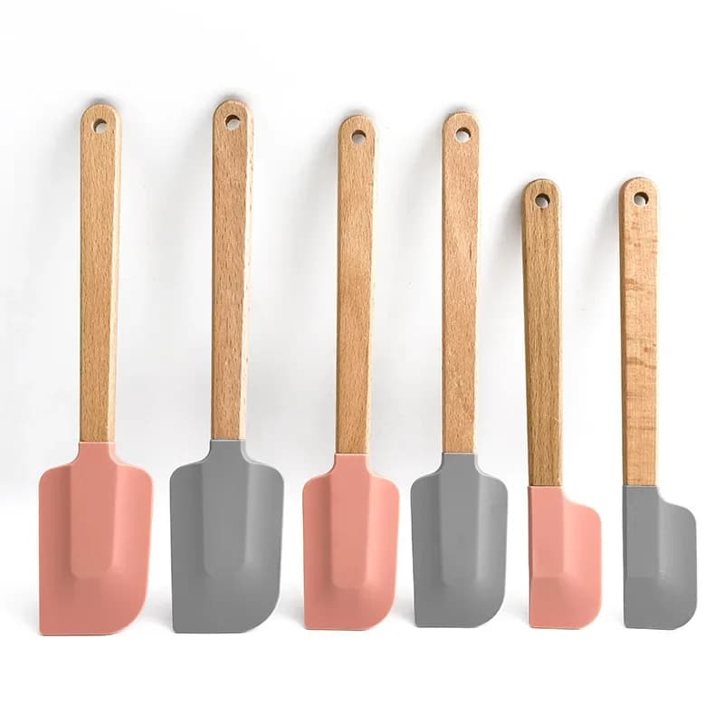 Manico in legno Torta Pasticceria Spatola Silicone Crema al cioccolato Pizza Raschietto Miscelatore Burro Spalmatore per pane Cucina Alimenti Frullatore da forno
