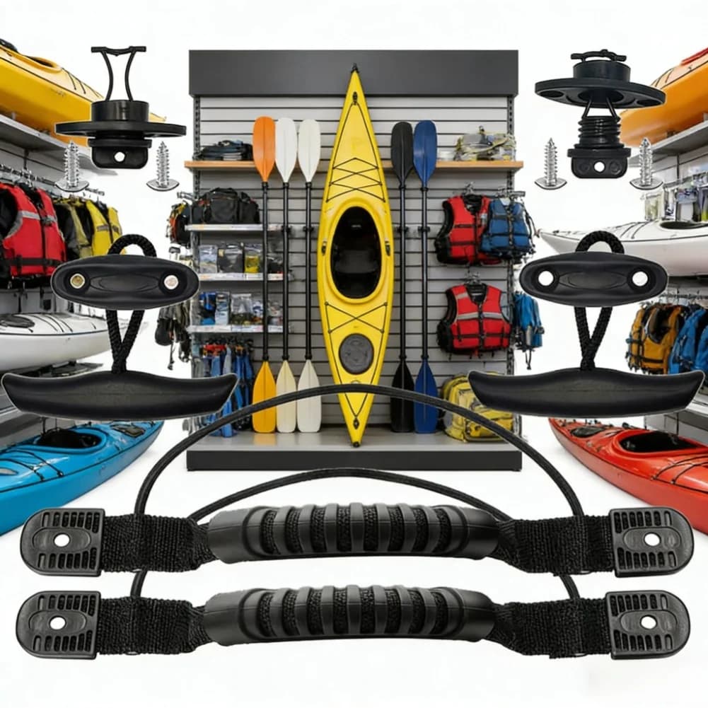 Set di 1 maniglia laterale in nylon per barca con accessori per il fissaggio della pagaia, kit di viti per l'inserto di scarico con impugnatura a T per kayak e barche a remi