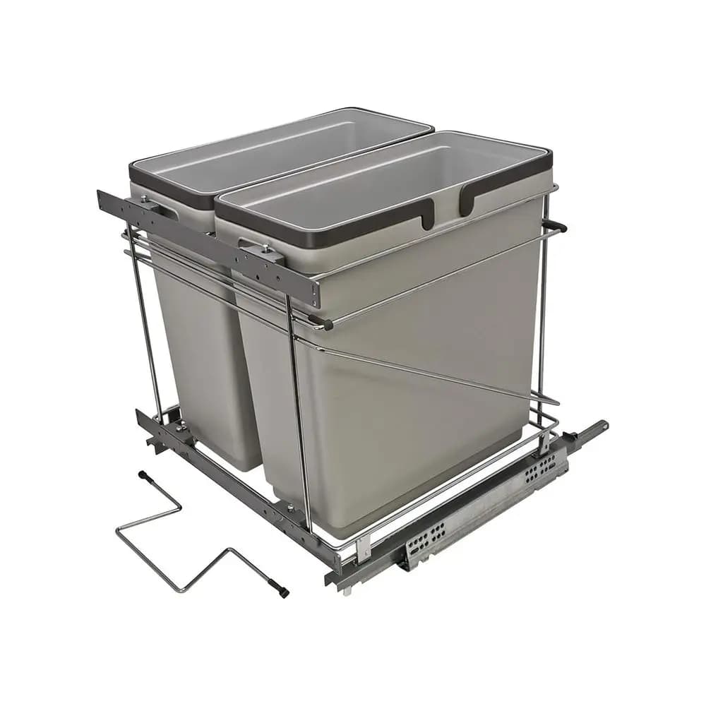 Salice SOT Close - Organizzatore estraibile per mobili da cucina, per impieghi gravosi, con contenitore doppio da 35 quarti per rifiuti e riciclo, 21 pollici