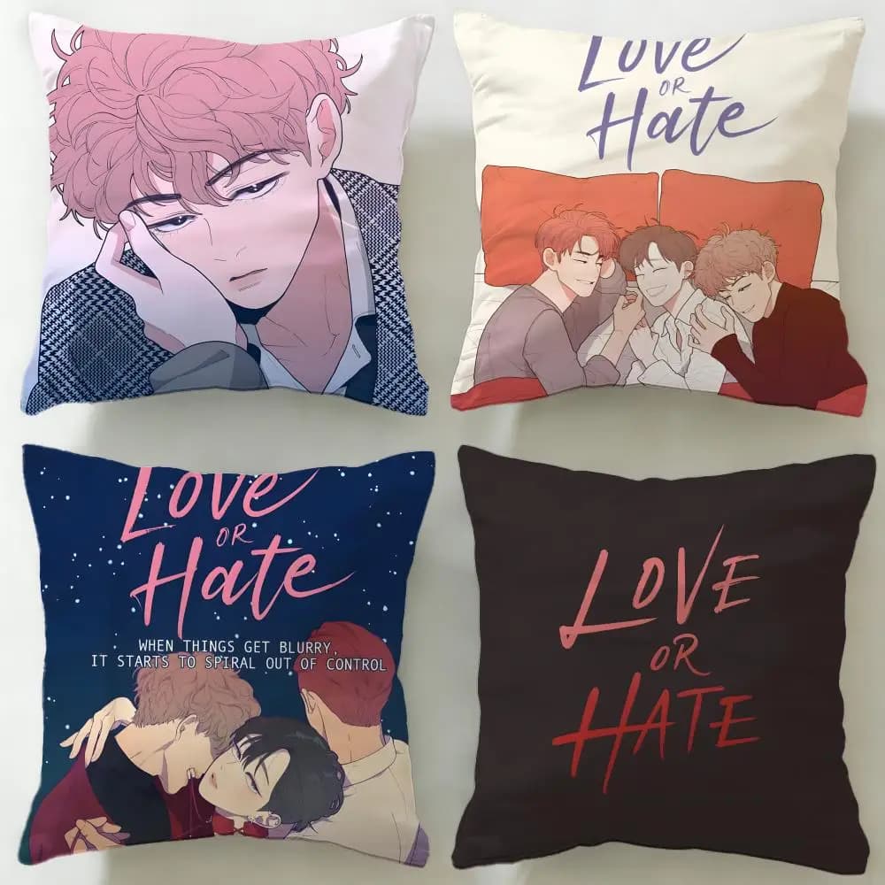 Federa per cuscino dal tema classico Love or Hate, morbida e facile da lavare – versatile per divano, letto, viaggi e ufficio