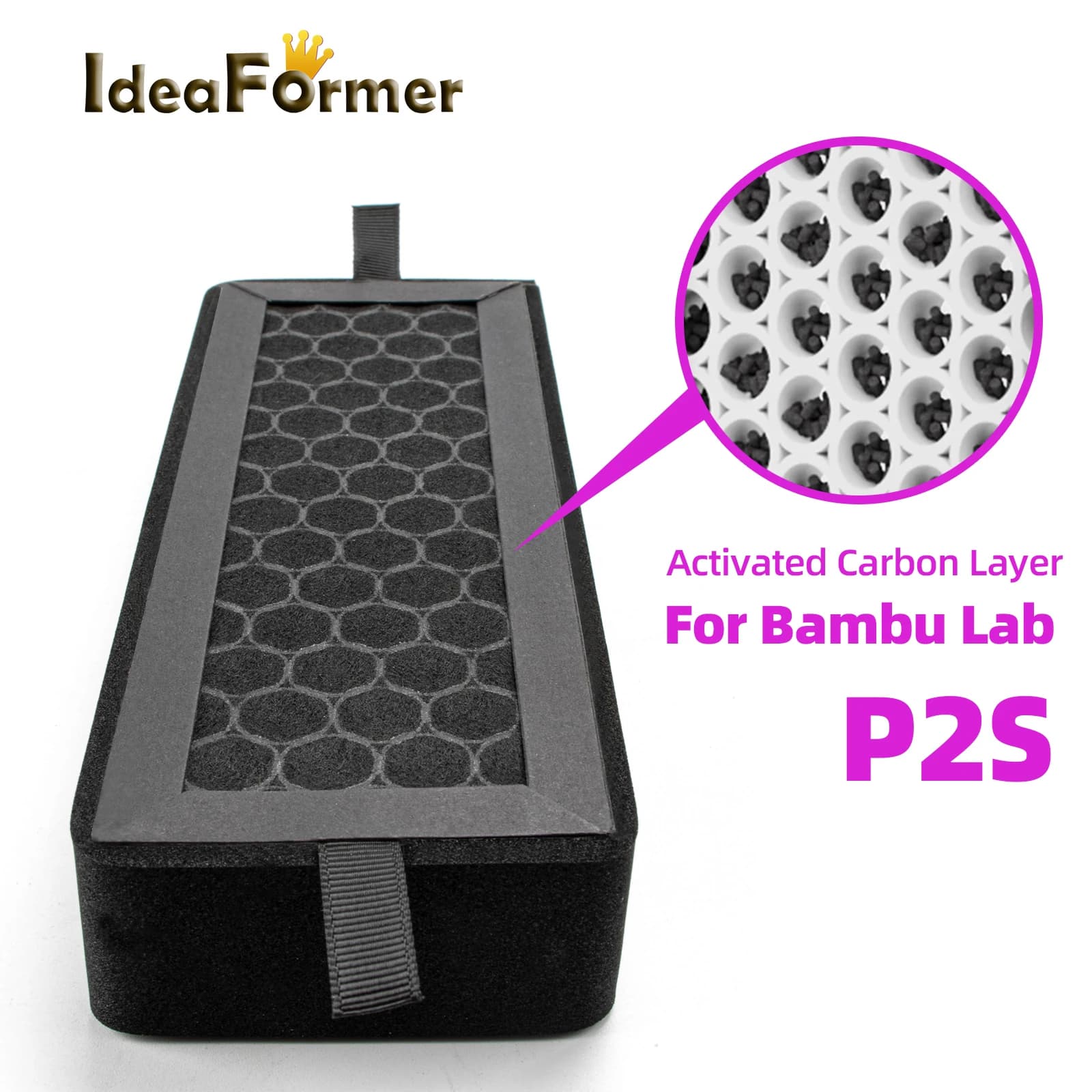 1/2 pezzi per Bambu Lab P2S filtro a carbone attivo filtro purificatore d'aria odore ad alta efficienza per parti della stampante 3D Bambu Lab P2S