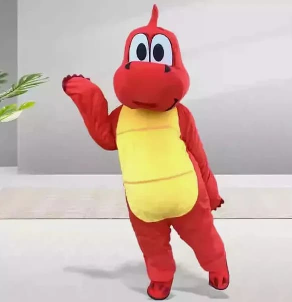 Nuovo Costume da Mascotte Dinosauro Rosso LOVE per Adulti, Vestito di Carnevale per Natale e Halloween, Spedizione Gratuita