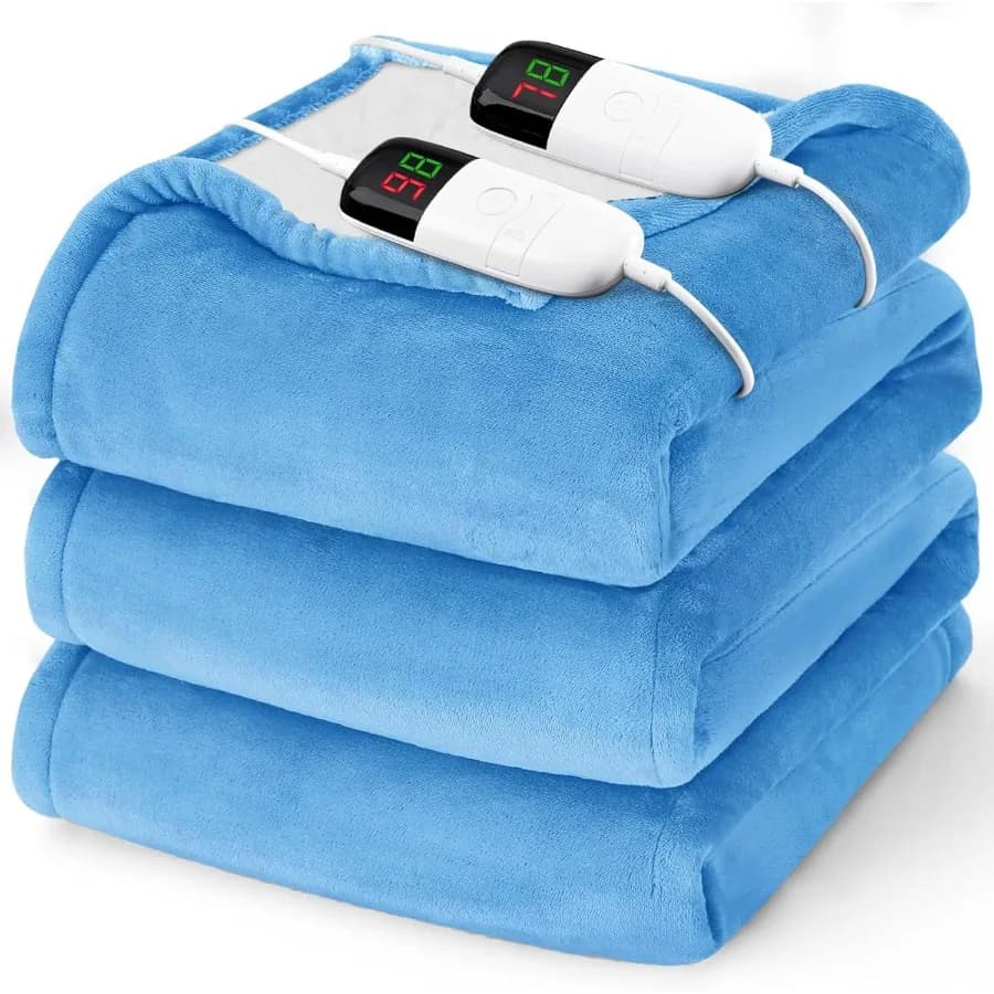 Coperta elettrica riscaldata King Size - Coperta riscaldante da 90" x 100" con doppio controllo 10 livelli di riscaldamento e 8 ore di spegnimento automatico Soft Wa