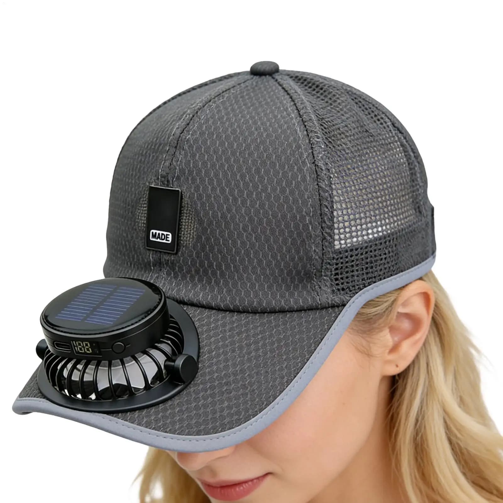 Summer Sunhat with Solar Fan Sun Block Baseball Hat with Solar Fan USB Charging Fan Outdoor Sunhats Sunscreen Sunshade Hats
