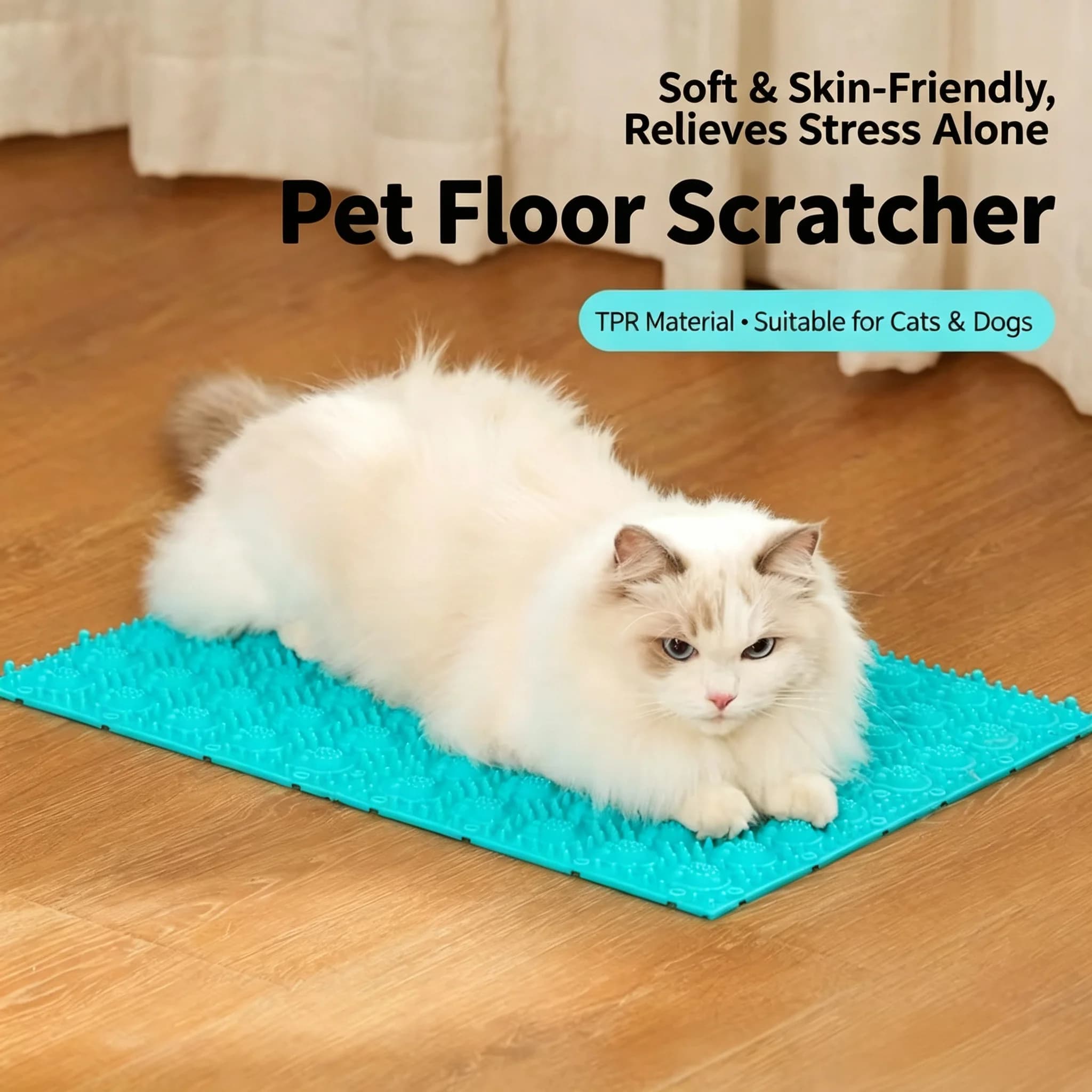 Pet Cat Floor Scratcher Massage Brush Massage and Grooming Tool Cat Scratching Board, Scratcher
