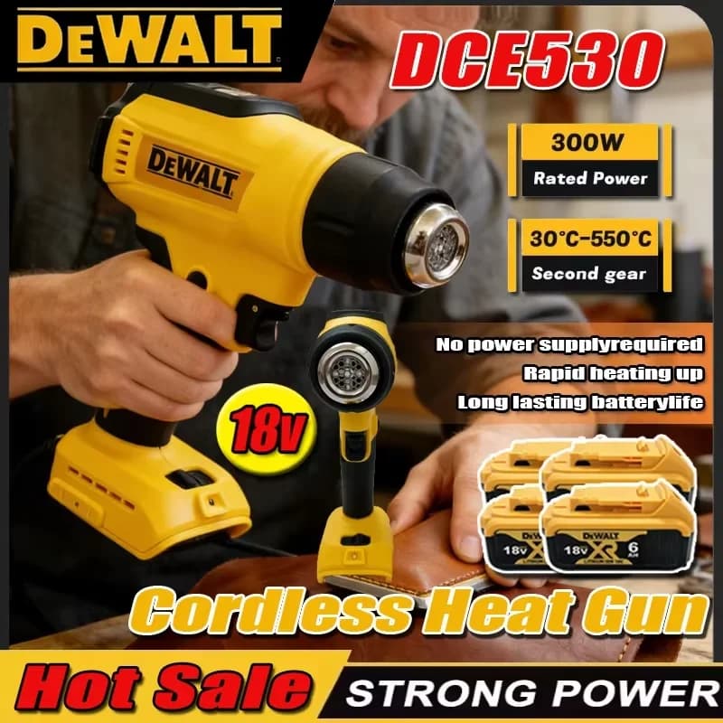 DEWALT DCE530 Cordless Heat Gun 300W High Power Thermal Blower for Welding And Heat Shrink Wrapping Compatible Tool
