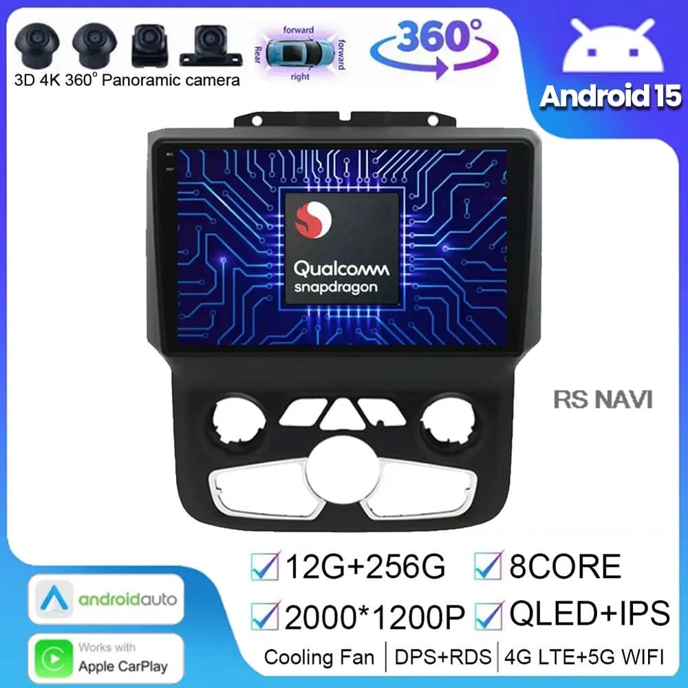 Android 15 Per Dodge RAM 1500 2500 2013-2019 Autoradio di Navigazione GPS Lettore Video Multimediale No 2din 5G Wifi Stereo DSP Auto BT