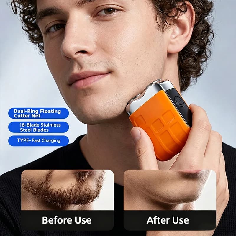 Compact and Portable Electric Shaver with Long Battery Life for Car Travel, Men's Home Charging Beard Razor