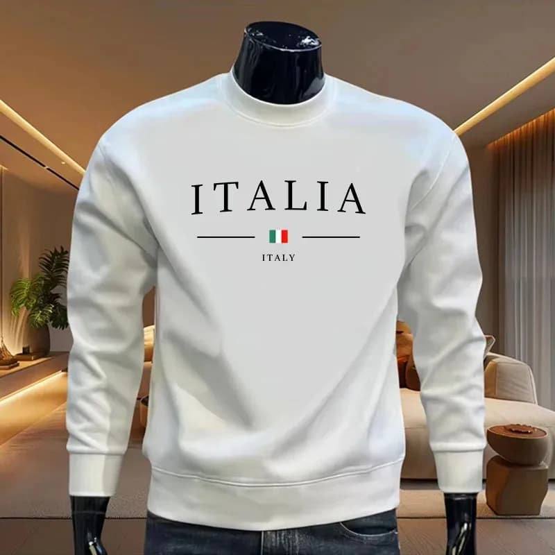 2025 Fashion Printed Crewneck Sweatshirt for Men, Spring-Autumn Style, Soft Long-Sleeve Daily Leisure and Sports Hoodie
