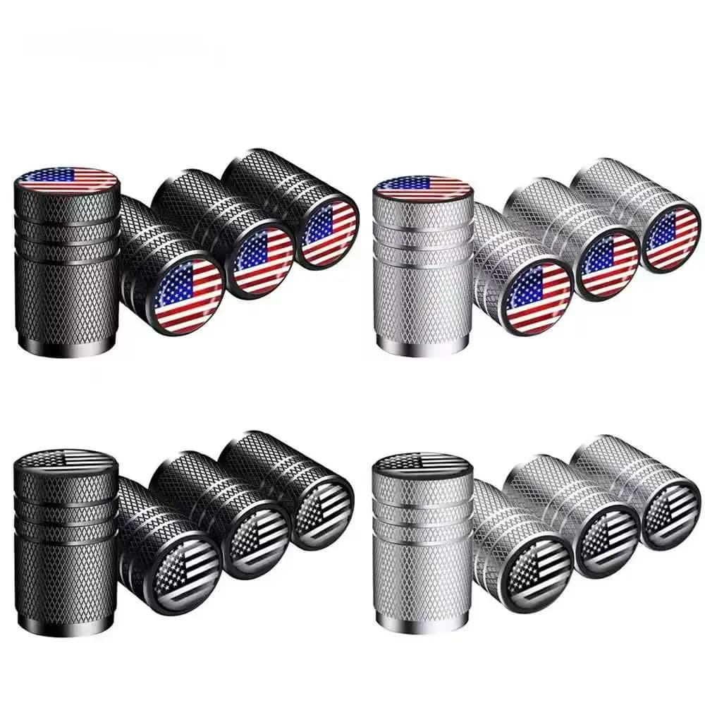 American Flag Tire Valve Caps, Aluminum Car Dustproof Caps Tire Wheel Stem Air Valve Caps for Car Truck Motorcycle Bike Bicycle