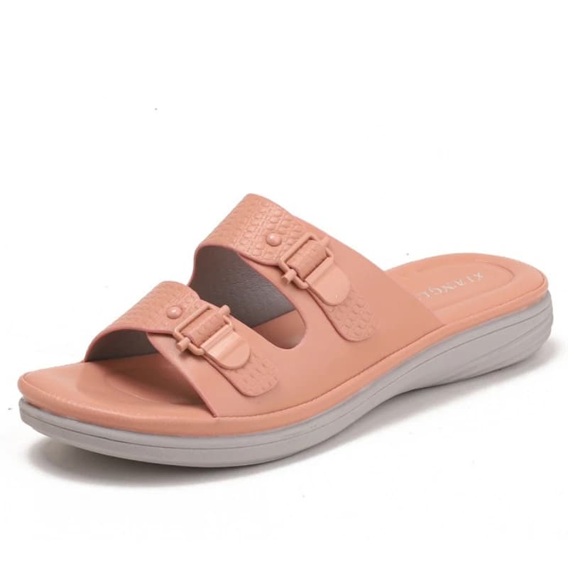 Ciabatte Casual da Donna con Zeppa, Sandali da Spiaggia Antiscivolo, Comode Scarpe Acquatiche Slip-On con Tacco Basso a Zoccolo, in Materiale PU