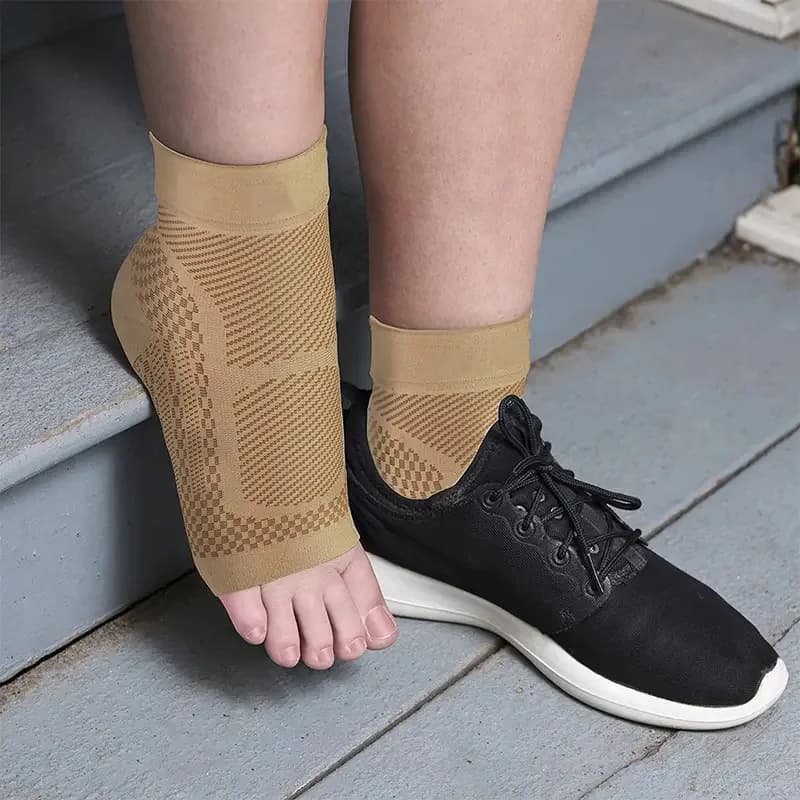 1 pezzo di supporto per caviglia traspirante lavorato a maglia, compressione, maniche per piedi aperte per diabetici, per dolore alle danni ai nerviani alla caviglia