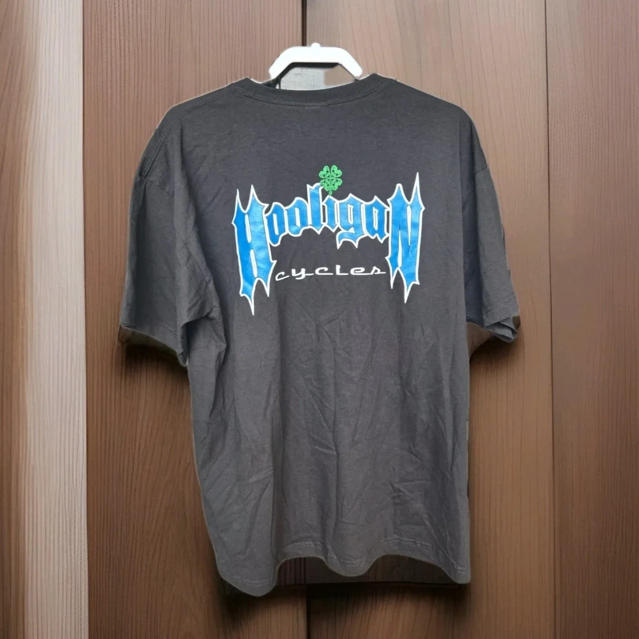 Men's Bayside T-shirt Hooligan Cycles XL made in the USA with black EUC graphics