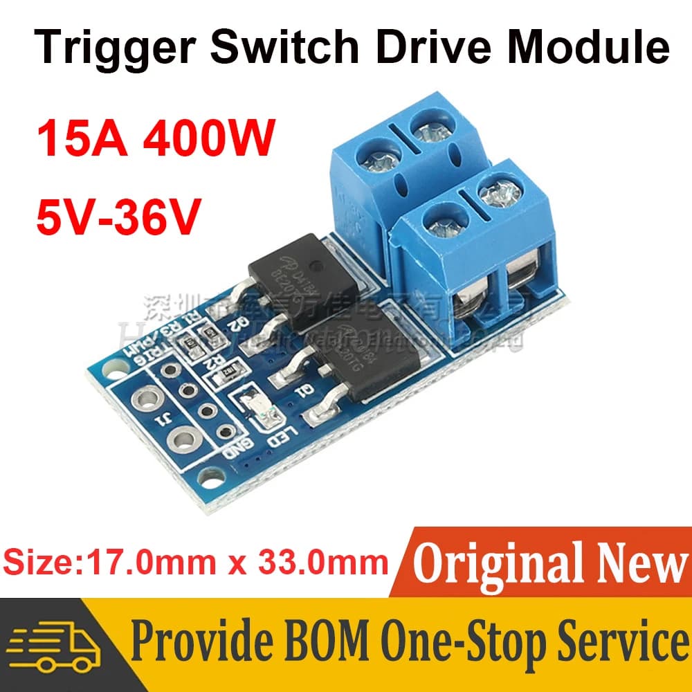 2 pcs 15A 400 W MOS FET Trigger Switch PWM Drive Module Regulator Control Panel for DC 5 V 12 V 36 V