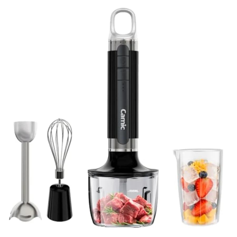 Frullatore a Immersione Senza Fili con Ricarica, Set Frullatori 4 in 1, 6 Velocità Turbo, Design Montabile a Parete, Include Tritatutto