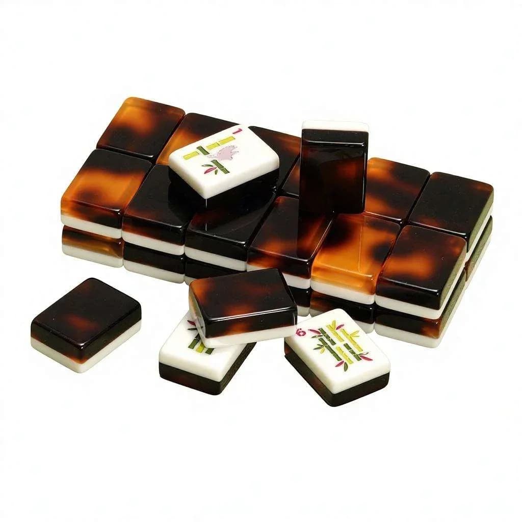 Customizable Professional Quality Acrylic Mahjong Set 160 Tiles Tortoise Pattern Cartoon Print for Home Game Nights