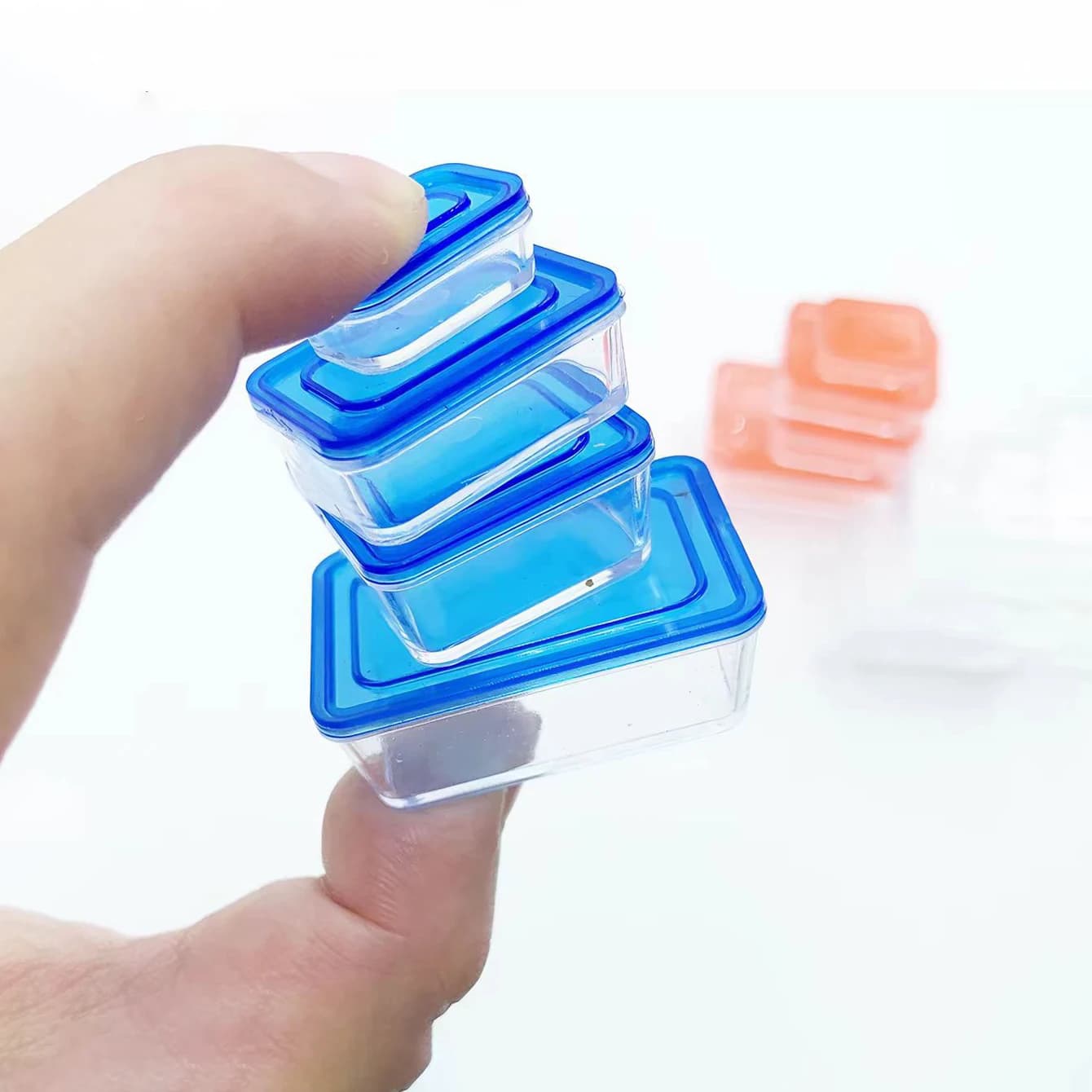 Set of mini square containers - Miniature kitchen accessories - Model of mini transparent container for food