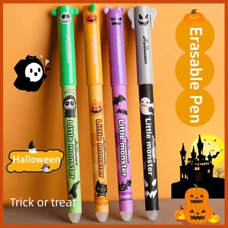 4 pezzi di Halloween Natale penna gel cancellabile blu 0,5 mm pennino studente scrittura ufficio firma penna neutra materiale scolastico di cancelleria