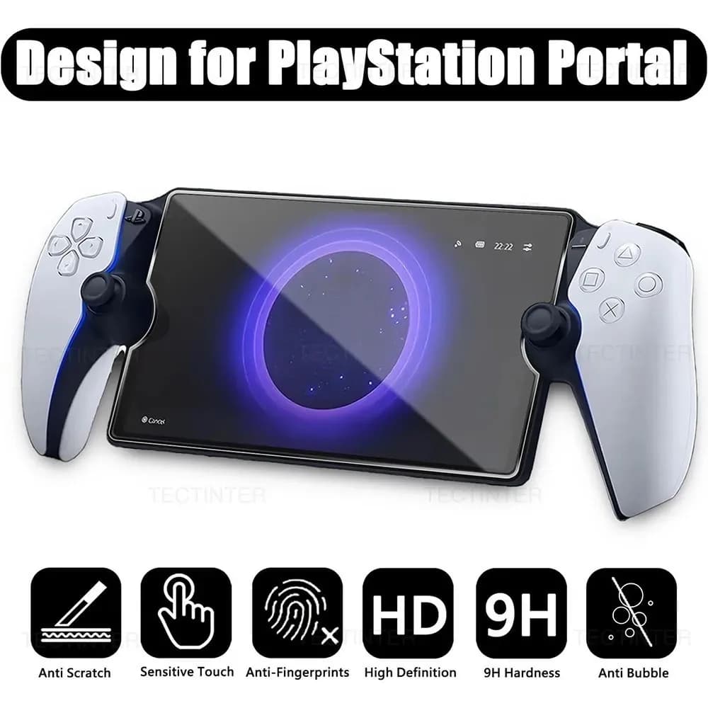 Pellicola Protettiva Anti-Graffio per Console Portatile PlayStation PS5 Portal, Vetro Temperato, Accessori per Gaming