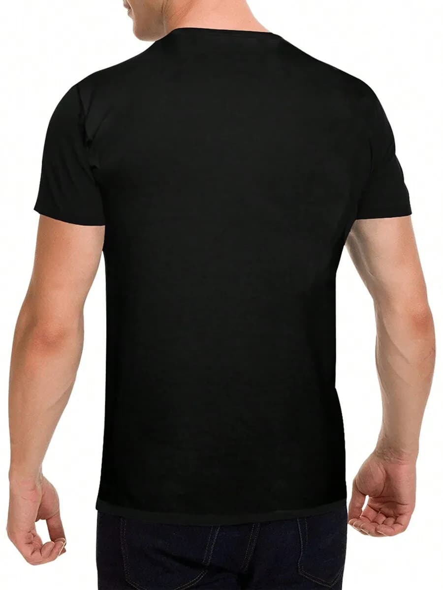 Mens Cotton Crew Neck Short Sleeve T-Shirt Regular Fit Solid Black