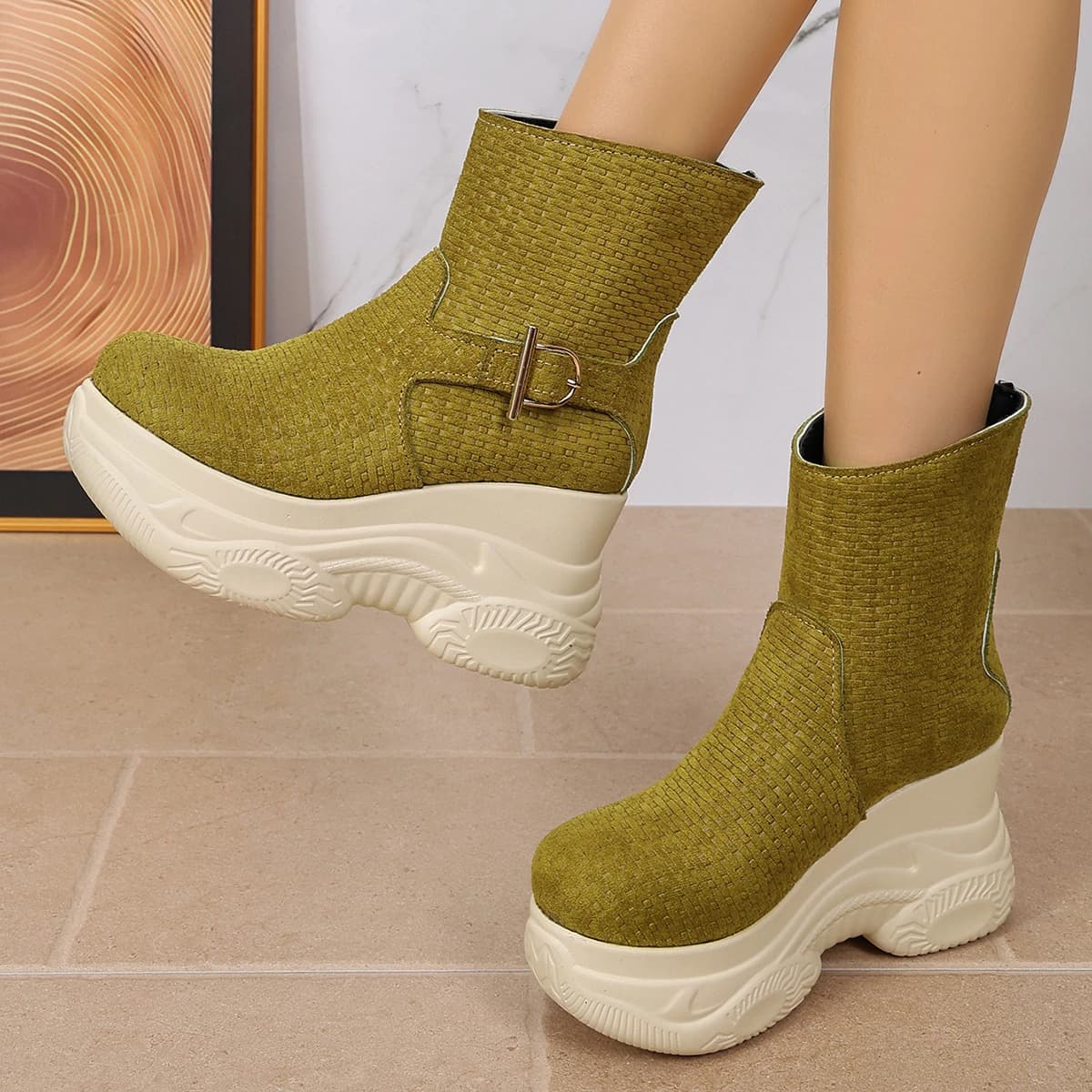 Elastic Sock Boots with Breathable Mesh, Mid-calf Boots, Thick-soled Casual Short Boots, Slimming Boots for Spring 2026