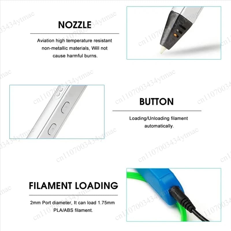 L22A-RP800A 3D Printing Pen With OLED Display Support PLA Filament DIY Doodling Drawing Pen Christmas Gift EU Plug