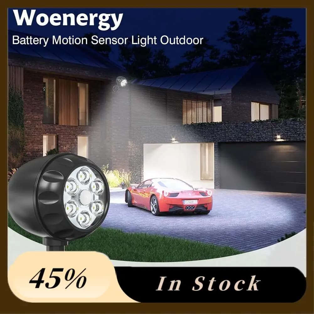 A60Z Luce con sensore di movimento a batteria superiore Luci di movimento a batteria per esterni 6 LED - 6000K On Off automatico Confezione da 2