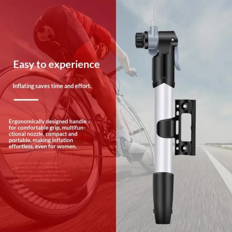 Portable Mini Bike Pump Handheld Bicycle Tire Inflator with Bracket for Road and Mountain Bikes