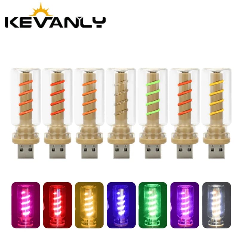 Lampadina LED USB a Filamento Spirale con Dimmer Touch 5V Lampadine LED Retrò Plug and Play Luce LED Decorativa Ambientale per Auto