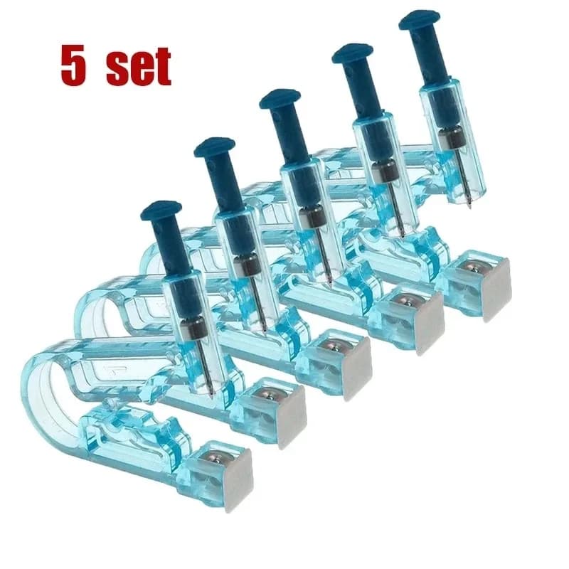 Kit Pistola per Piercing Orecchie 1/5 pz/set, Igienico Monouso, Sicuro, Strumento Macchina per Forare Orecchie, Orecchini a Perno, Gioielli per Naso, Labbra e Corpo