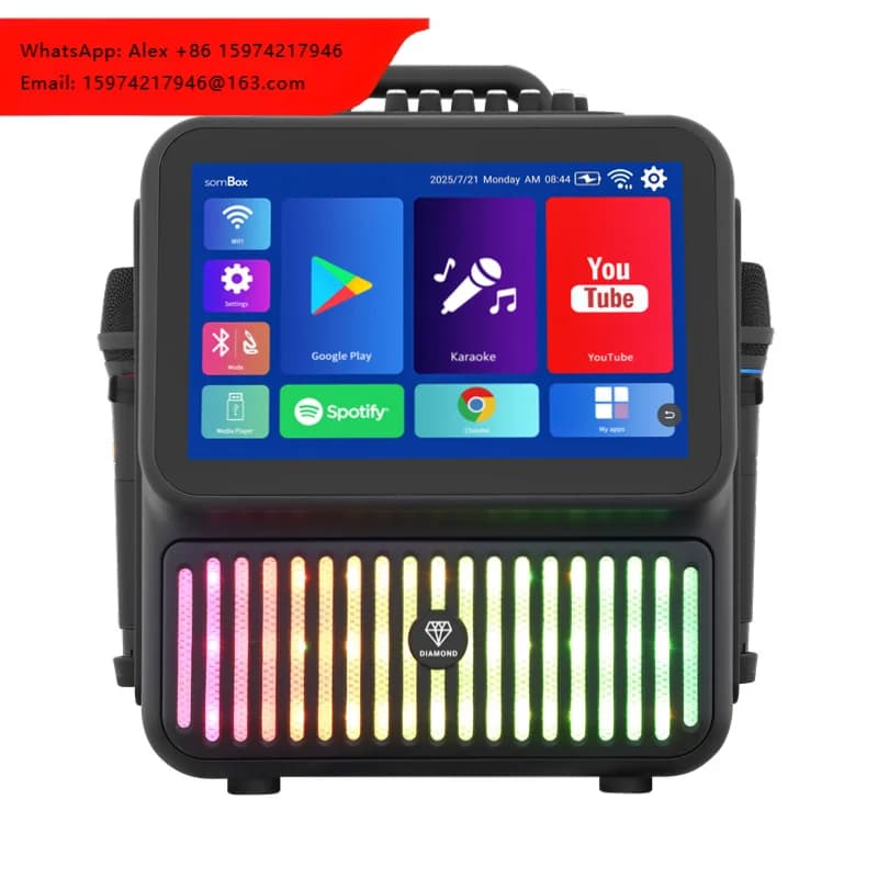 Diamond Private Mode Dual 4'' Woofer 2-Way Powerful Rechargeable 40W Outdoor Easy-taking All-In-One Android WiFi Karaoke Machine