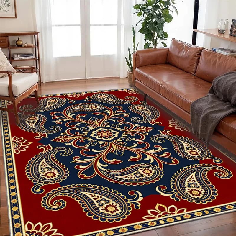Tappeto tradizionale paisley persiano VIKAMA: design orientale classico, grande tappeto antiscivolo facile da pulire per l'arredamento del soggiorno di lusso