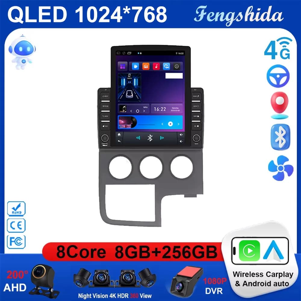9.7 Stile Verticale Schermo Android 15.0 Autoradio Per TOYOTA HIACE 2019-2021 di Navigazione GPS Lettore Multimediale Carplay 5G GPS WIFI