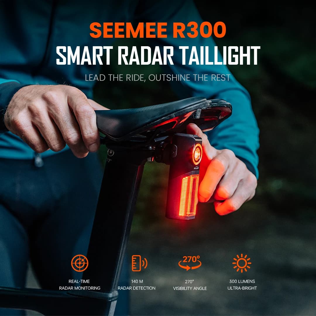 Fanale posteriore radar per bici Magicshine SEEMEE R300, fanale posteriore radar retrovisore intelligente compatibile con alcuni computer da bicicletta e orologi