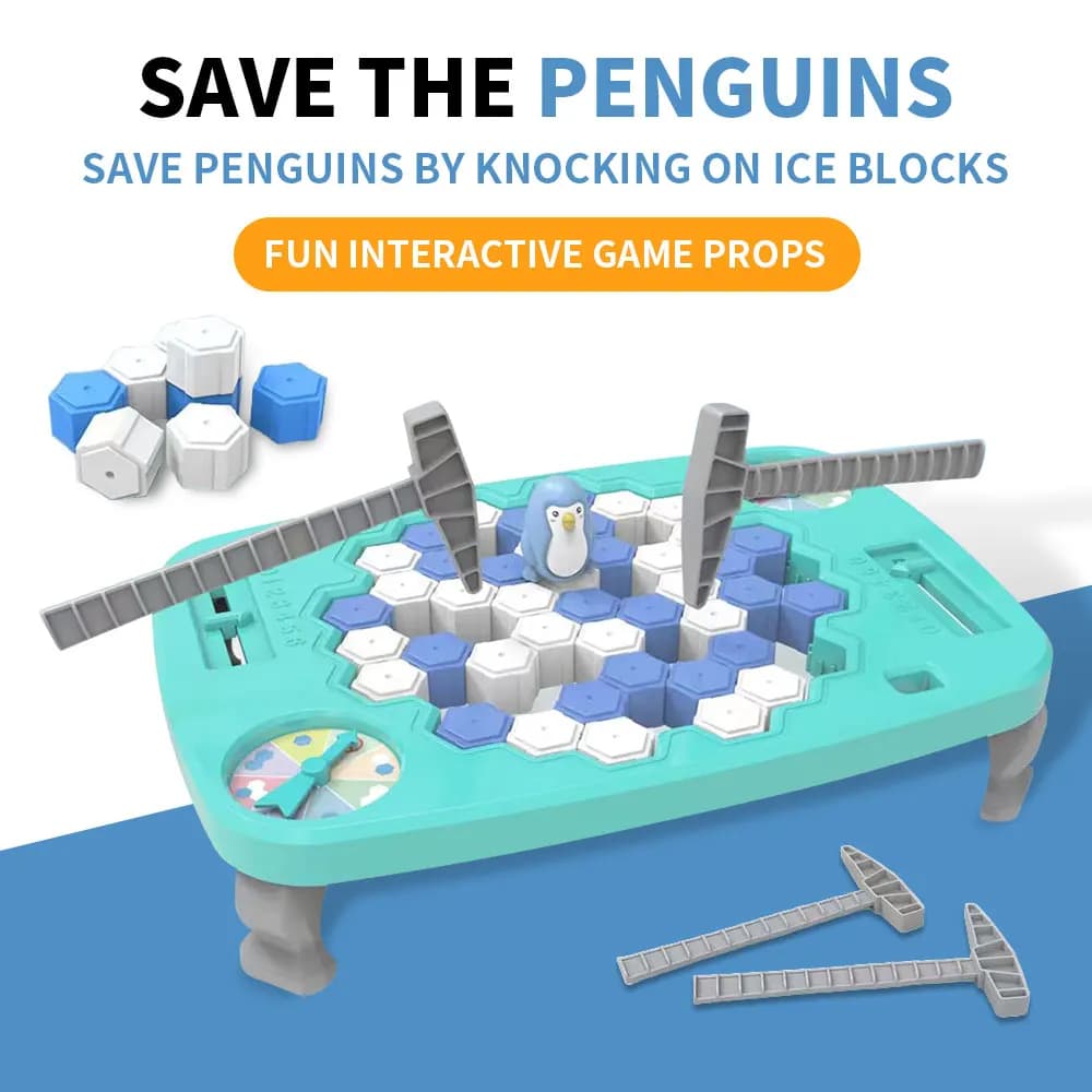 Pinguino di salvataggio transfrontaliero che rompe il ghiaccio per bambini, due persone, battaglia, gioco da tavolo con pinguino che rompe il ghiaccio, puzzle pensante genitore-figlio