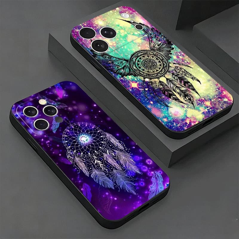 Soft Phone Case For iPhone 17 16 Pro Max 15 Mandala Dreamcatcher 16E 17E 14 Plus 13 Mini 12 XS 7 SE 8 Air Black Cover Shell
