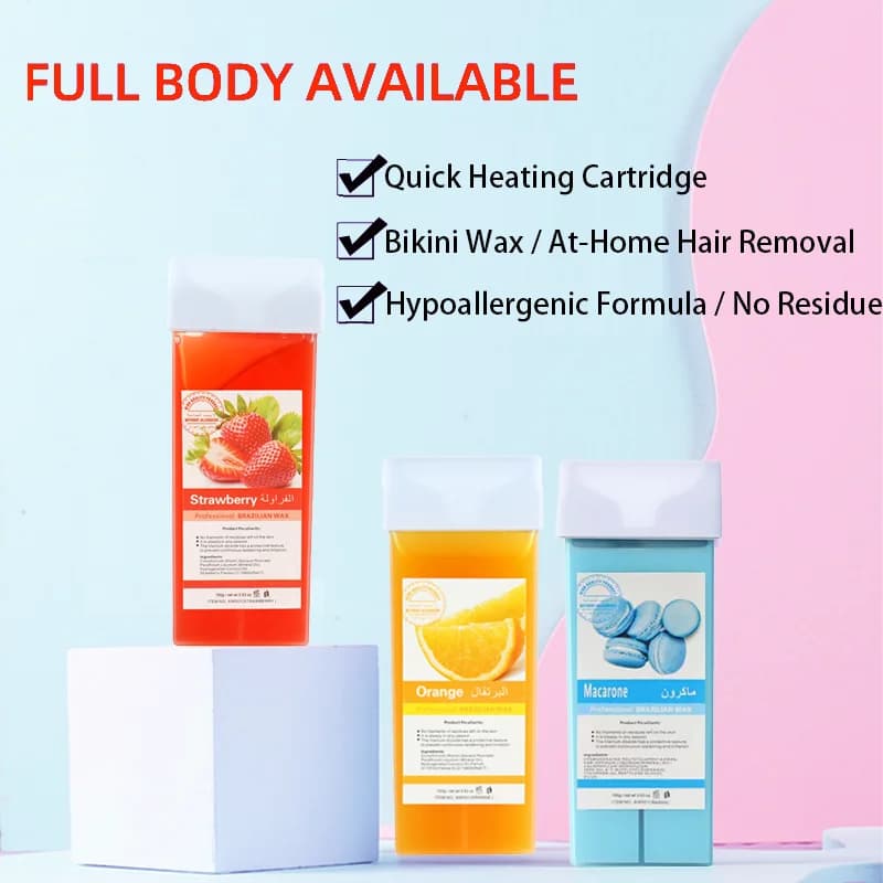 Ricariche roll-on per cera a rullo - Depilazione indolore per bikini/corpo, formula ipoallergenica e naturale al 100%, kit depilatorio rapido