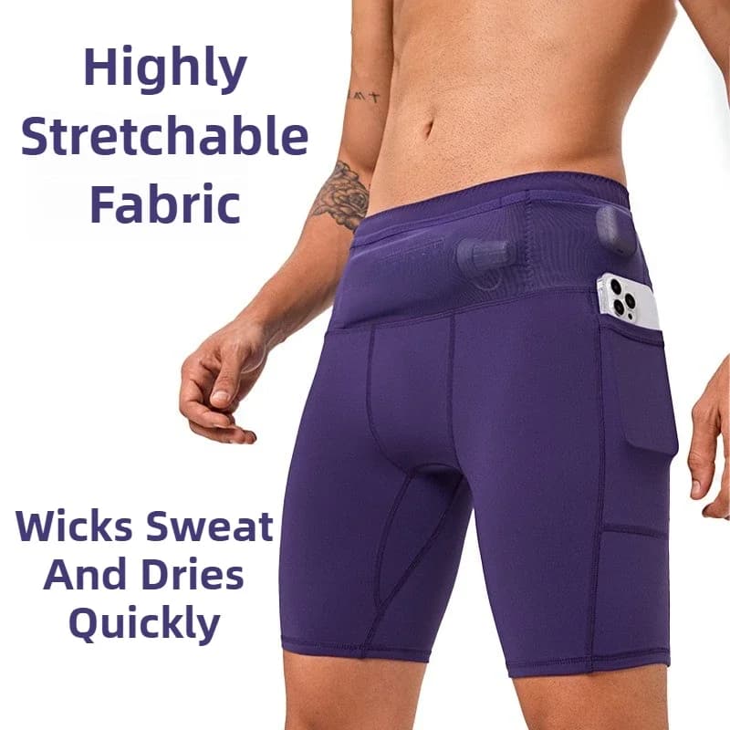 2026 Compression Running Shorts for Outdoor Training, Rapid Drying, Elastic, Fitted, With Pockets, for Cycling and Fitness