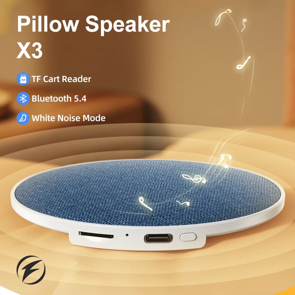 Nuovo Altoparlante Bluetooth da Cuscino per Camera da Letto, Altoparlante Stereo Sotto il Cuscino con Bassi e Rumore Bianco, con Timer per Dormire, Regalo Ideale
