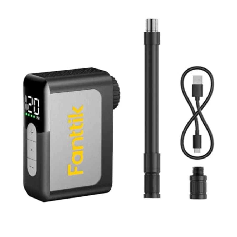 Pompa per Bicicletta X10 Ace Mini con Manometro 120PSI, Pompa Elettrica Compatta con Valvola Presta e Schrader, Arresto Automatico, Gonfiaggio Rapido per Ro