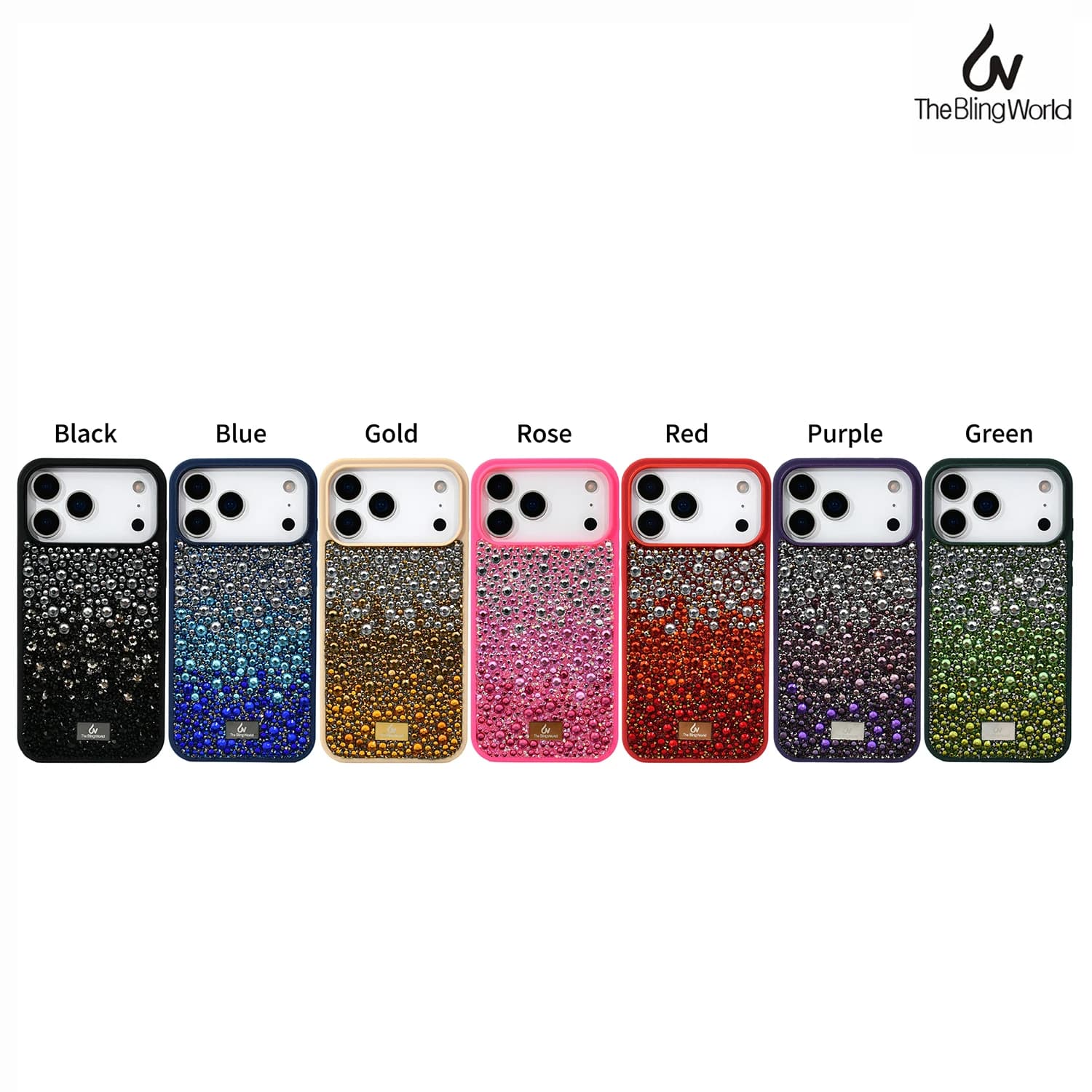Custodia Bling 3D con Gradiente di Strass per iPhone 17 Air 16 15 14 13 Pro Max, Cover Lusso Glitter Diamantato in TPU per Donna