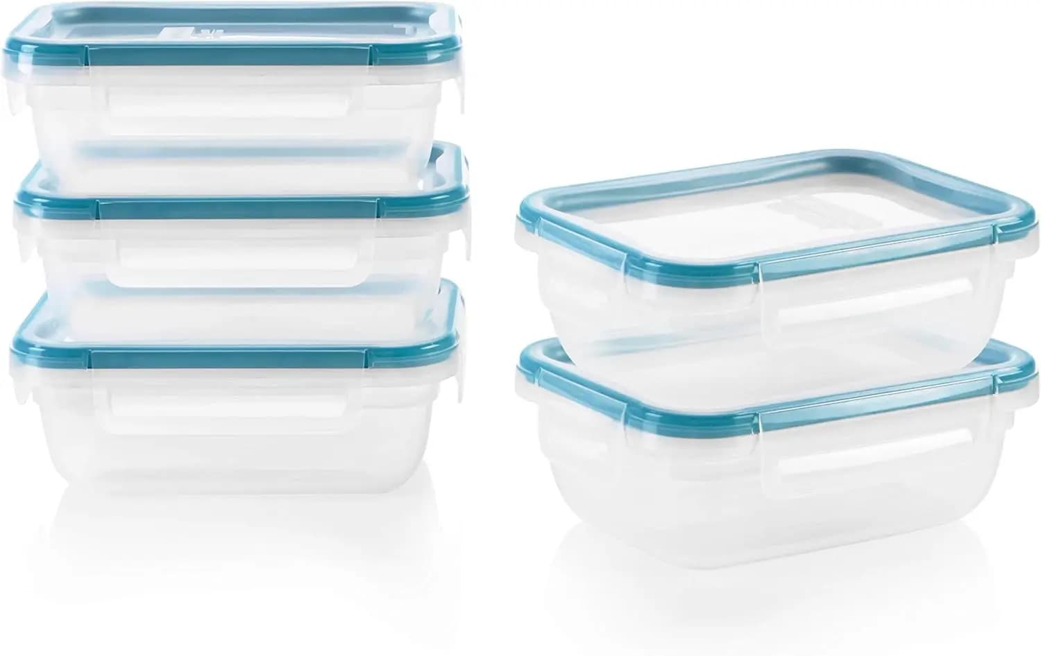 Set di 5 Contenitori Ermetici per Alimenti, Senza BPA, Adatti per Microonde, Lavastoviglie e Congelatore