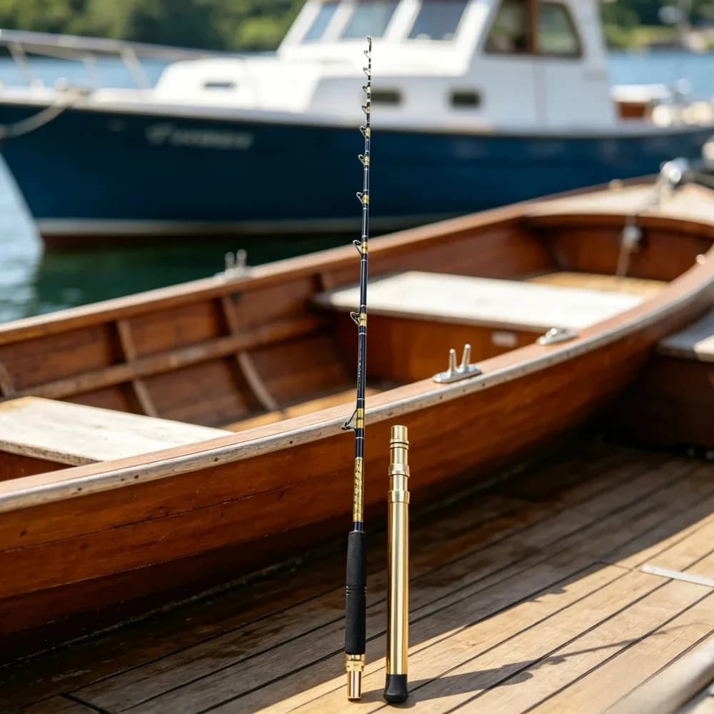 Deep Sea Trolling Fishing Rod Carbon Fiber Saltwater Boat Rod with Detachable Handle