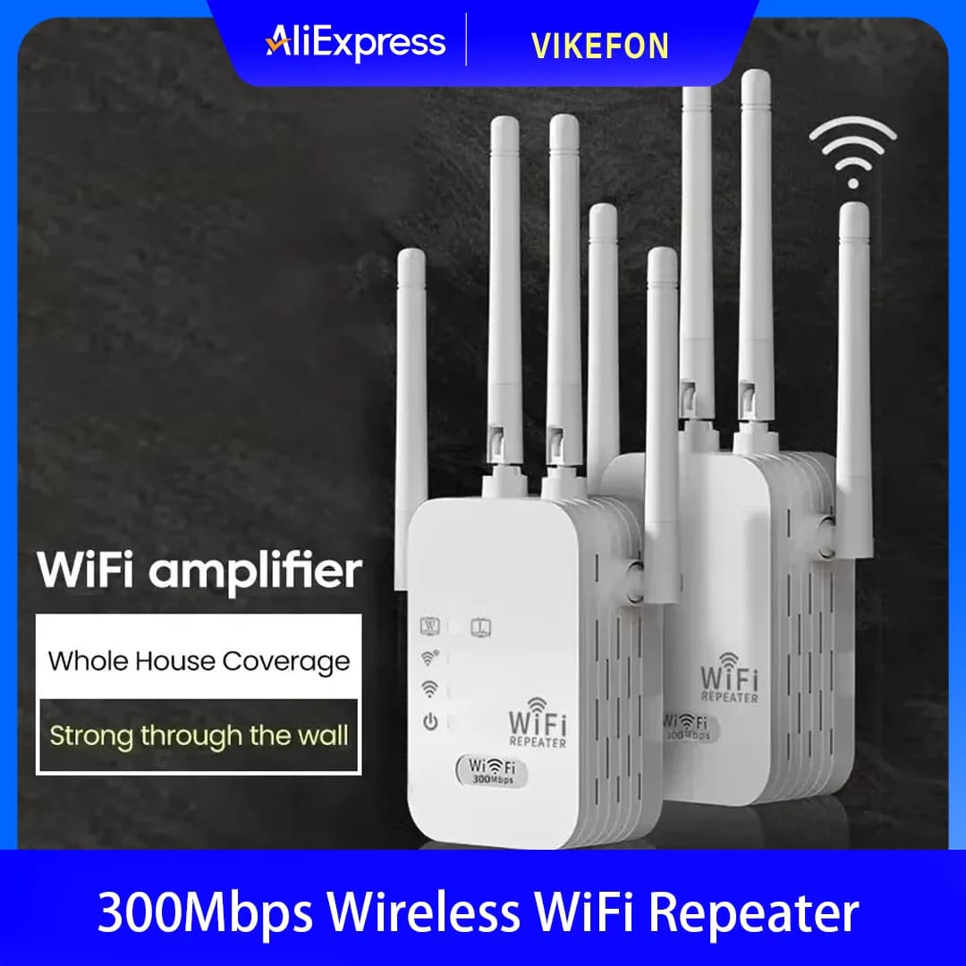 2.4G/300mbps EU Wireless Wifi Repeater Wi-Fi Signal Booster Amplifier Long Range Network for Office WiFi Extender Amplifier