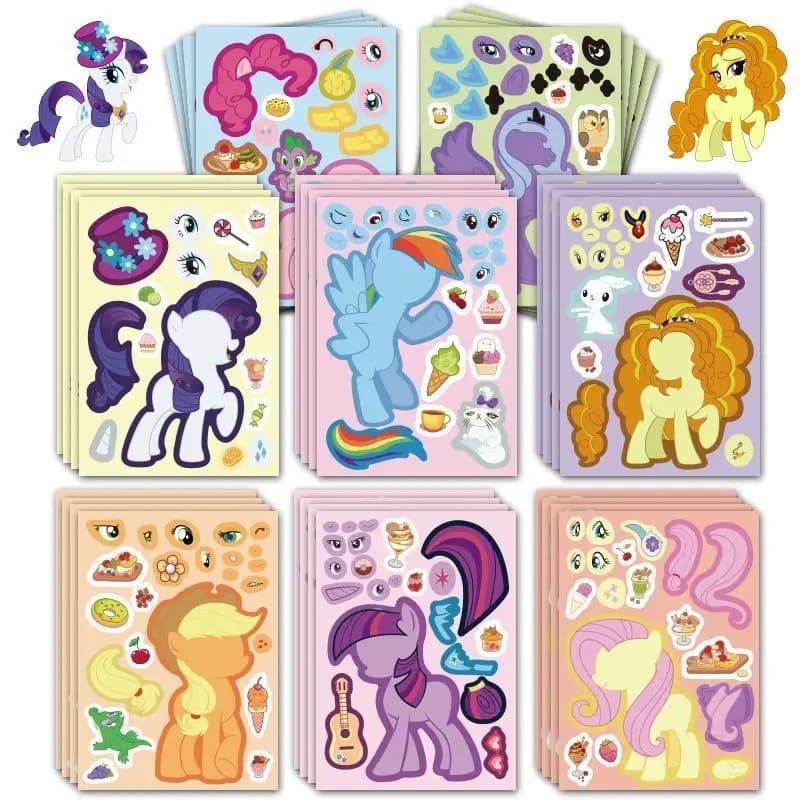 Cartoon My Little Pony Style DIY Make Stickers Set Match Decals for Party Favors Scrapbooking Crafts Laptop Water Bottle Decor