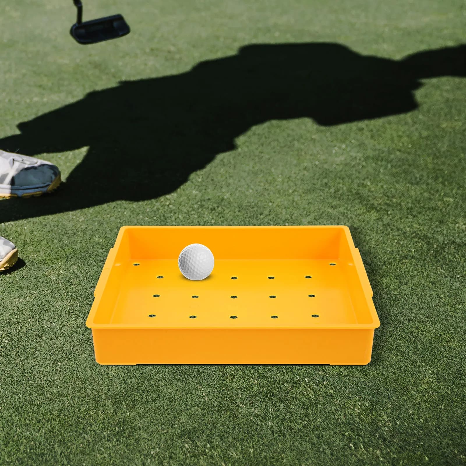 Golf Ball Tray 30 Ball Capacity Bright Yellow ABS Plastic Holder for Driving Range Practice Mat Training